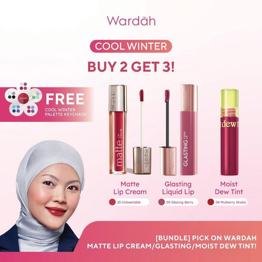 WARDAH Winter Lip Make Up Set – Moist Dew Tint, Glasting Liquid Lip, Matte Lip Cream & Colorfit Lip Mousse – Cool-Toned Shades That Last All Day