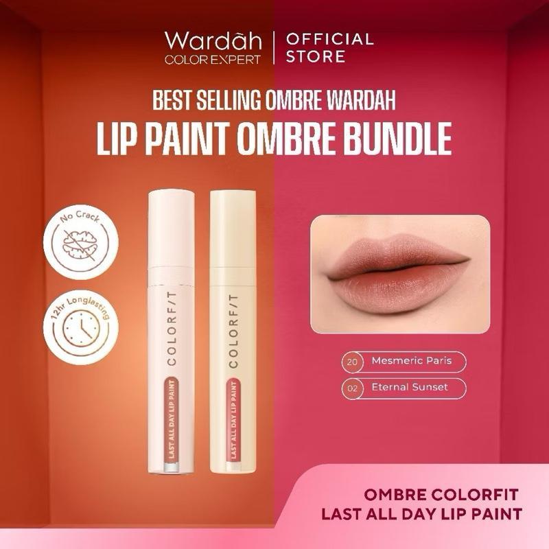 [BUY 2 GET 3] Wardah Ombre Lip Kit – Dark Lip Cover, Matte & Glasting Finish, Cleopatra Look