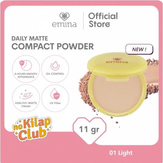 Emina Daily Matte x MUZIK TIGER COMPACT POWDER [Bedak Padat] 11gr No Kilap Club