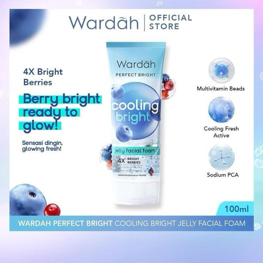 Wardah Cooling Bright Jelly Foam Face Wash - Refresh & Brighten All Skin Types 100ml