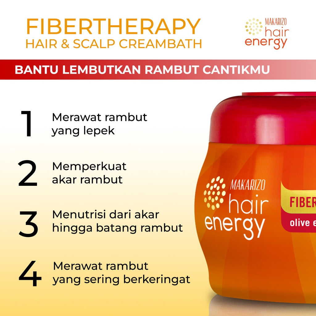 PAKET ISI 2 - Makarizo Hair Energy Fibertherapy Hair & Scalp Creambath Olive 500 mL