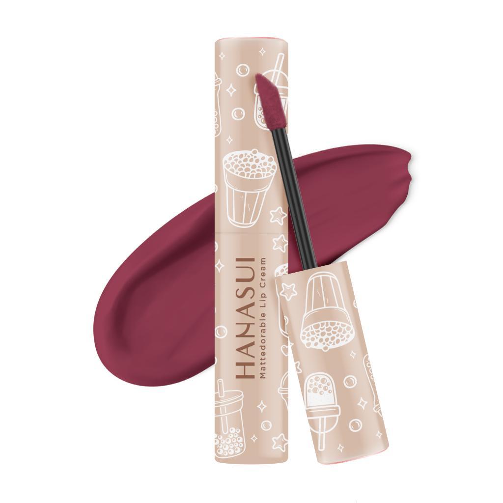 Hanasui Mattedorable Lip Cream Matte - Matcha Latte & Boba Series Halal Certified Lip Gloss