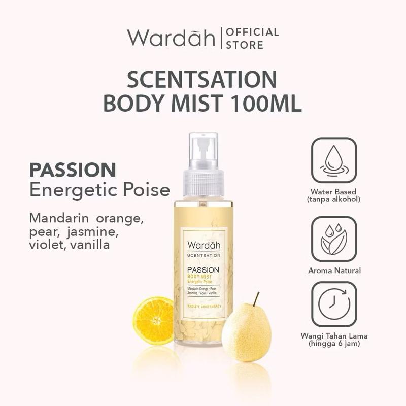 Wardah Scentsation Long-Lasting Body Mist for Women – 100ml Daily Fresh Fragrance Spray