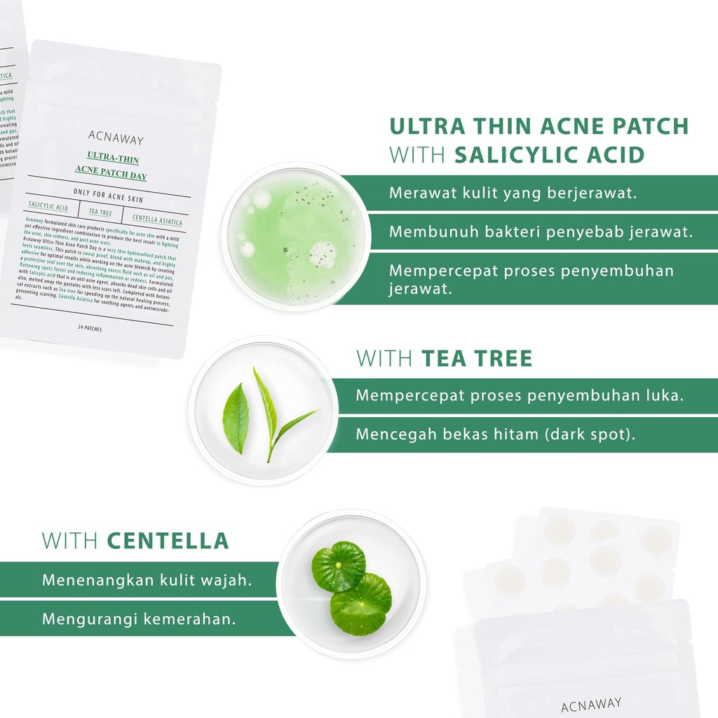 ACNAWAY Bundle 2 in 1 Ultra Thin Acne Patch + Acne Treatment Cream – Plester Jerawat Tipis & Spot Treatment