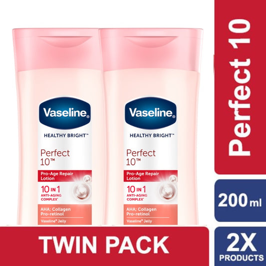 Vaseline Lotion Healthy Bright Perfect 10 200ml Twin Pack