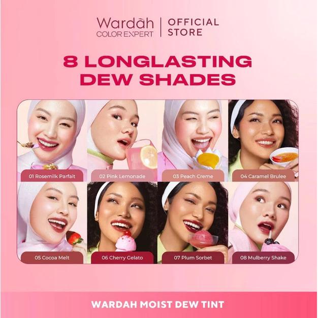 Wardah Moist Dew Tint Ombre 2PCS 3g - MLBB & Pink Lemonade - 24H Lasting Moisture, Intense Color, Lightweight Dew, Halal, Vegan, Cruelty Free