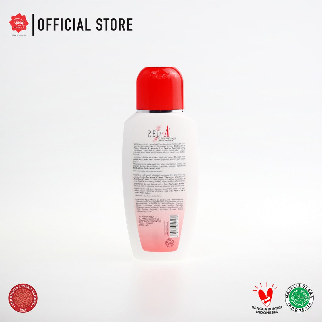 Red-A Cleansing Milk Anti Oxidant with Averrhoa & Red Algae Extract, VIT A & E - 125 ml