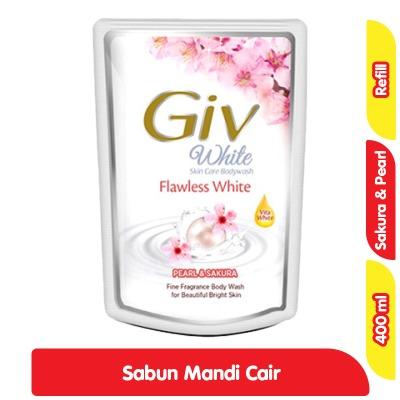 Giv White Collection Body Wash – Sakura & Pearl Refill 400ml | Radiant Skin with Sakura Extract & Pearl Essence | Gentle Daily Cleanser with Elegant Floral Fragrance