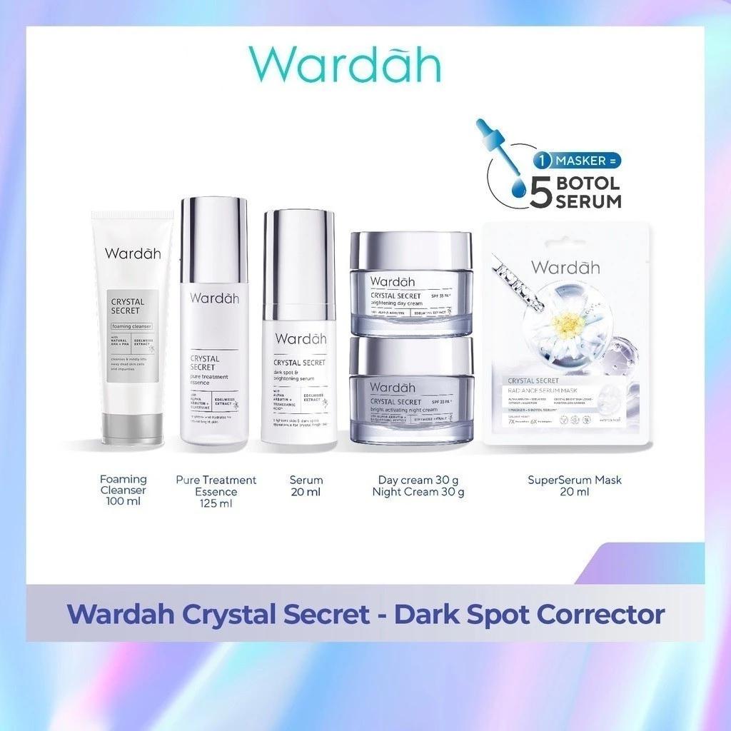 Wardah Crystal Secret Series | Day&night Cream | Cleanser | Toner | Cleansing Gel