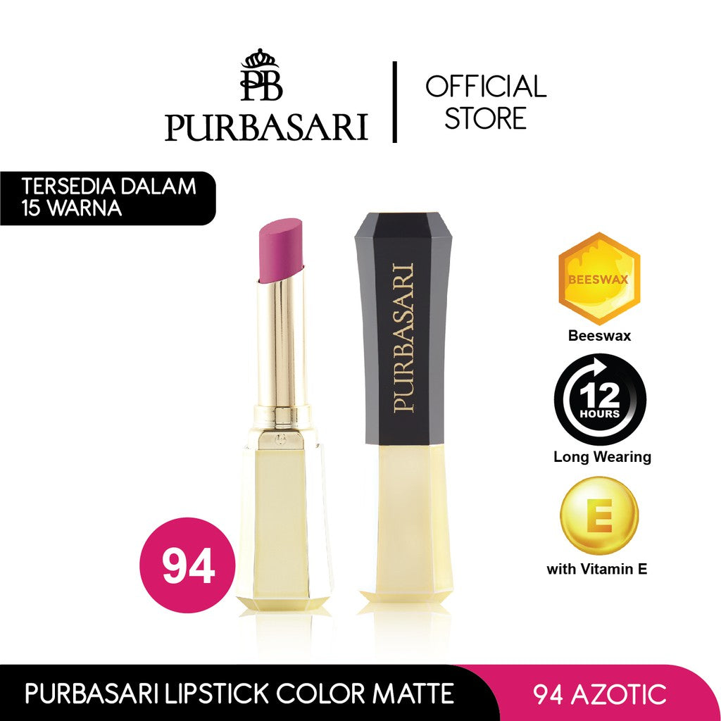 Purbasari Lipstick Color Matte 94 / Lipstick Matte / Lipstick tahan 12jam - Ringan dan lembut di bibir