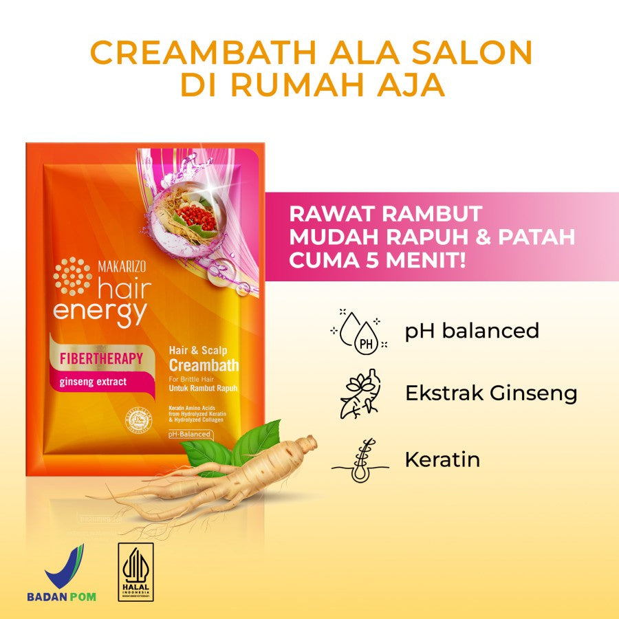 PAKET ISI 2 - Makarizo Hair Energy Fibertherapy Hair & Scalp Creambath Ginseng 30 mL