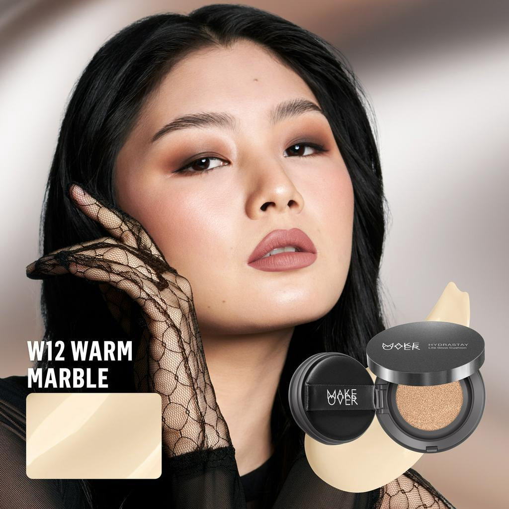 MAKE OVER Hydrastay Lite Glow Cushion 15 g - Cushion atau Foundation Compact untuk Dry Skin atau Kulit Kering BEST SELLER High Coverage Concealer Foundation Make Up Makeup