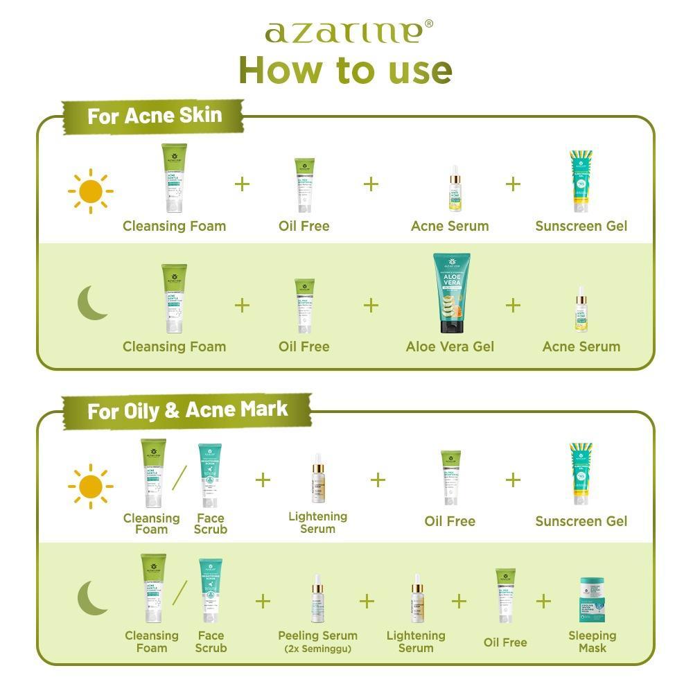 Azarine Blemish Rescue Series - Spot Gel, Cleansing Foam, Brightening Serum, Purifying Toner, Blackhead Remover Mask, Oil-Free Moisturizer
