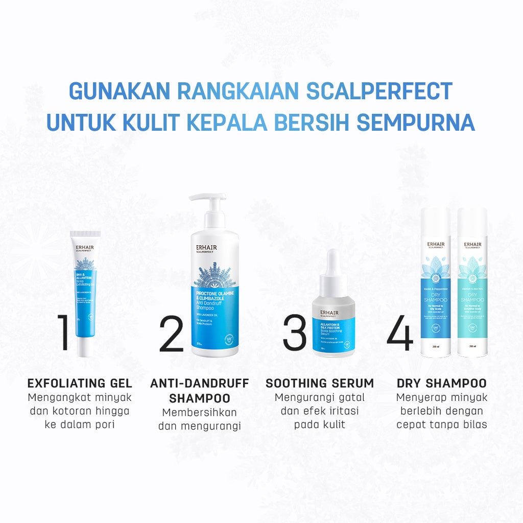 ERHAIR Scalperfect Kaolin & Peopermint Dry Shampoo - Anti Lepek Tanpa Bilas | Atasi Kulit Kepala Berminyak | Anti ketombe | Antibacterial