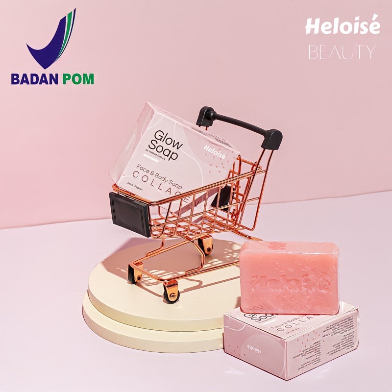 Glow soap Heloise Beauty (Sabun pemutih collagen, jerawat punggung, bekas luka) BPOM
