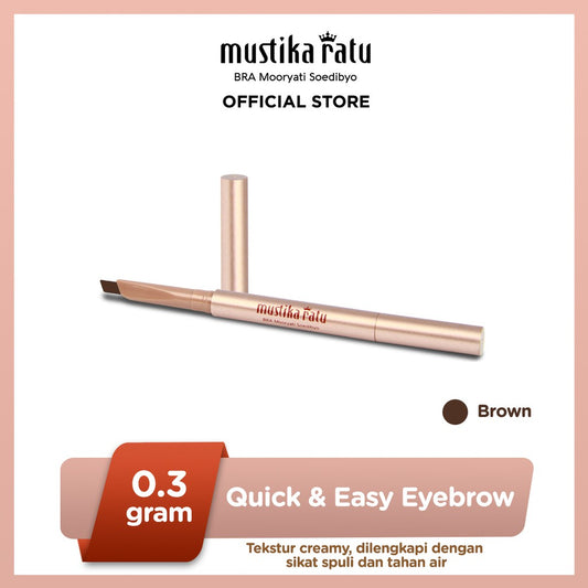 Beauty Queen Quick & Easy Eyebrow Waterproof Brown Mustika Ratu pensil alis cokelat
