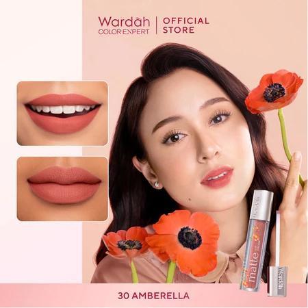 Wardah Exclusive Matte Lip Cream Tasya Farasya 21 Creampuccino 18 Shades SPF20 PA++ Non-Dry Formula High Pigmented Cream Texture