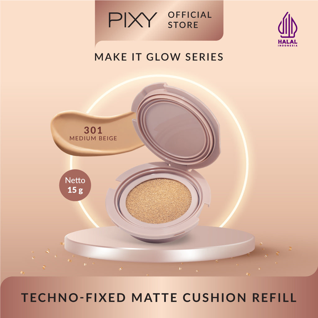 PIXY Make It Glow Techno - Fixed Matte Cushion 301 Medium Beige Refill