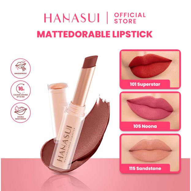 Hanasui Mattedorable Lipstick | Anti Geser Formula Smudgeproof Transferproof Long Lasting Matte