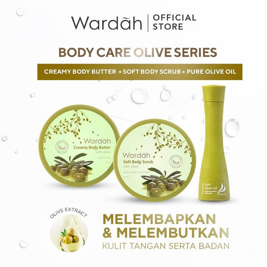 Wardah Olive Body Care Series | Body Scrub, Body Butter, Pure Olive Oil | Natural Halal Moisturizing – Serba Ada