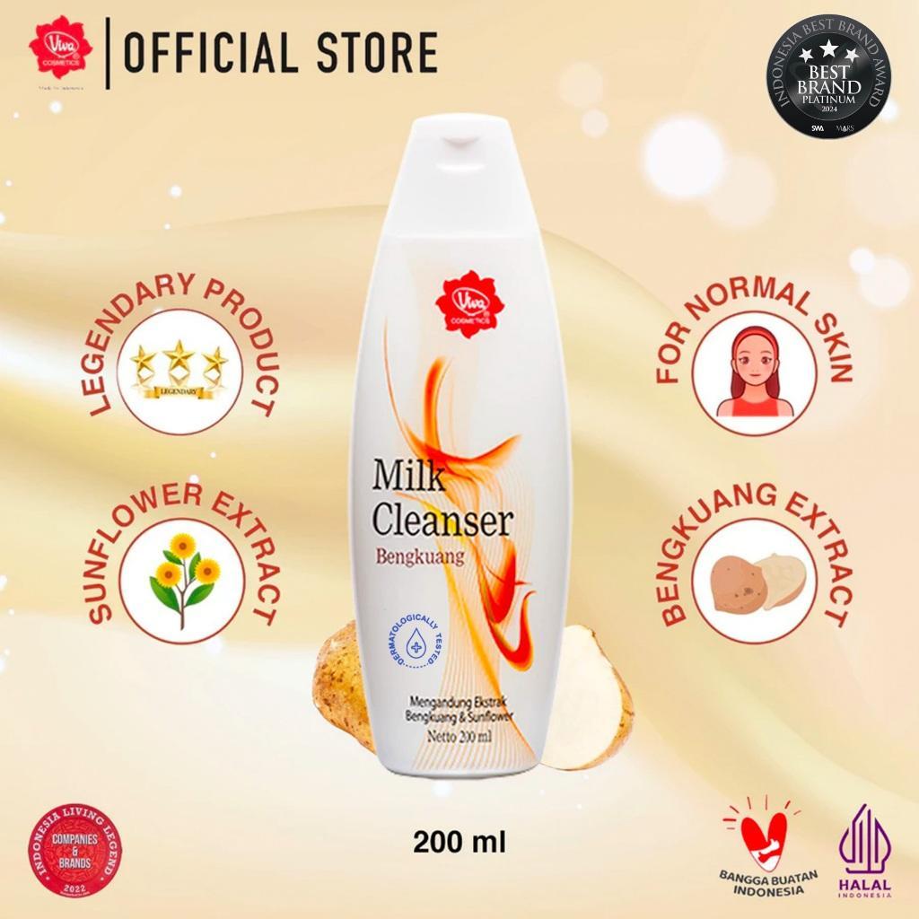 Viva Milk Cleanser Bengkuang - Brightening Facial Cleanser with Yam Bean Extract 100ml for Normal Skin Official Store
