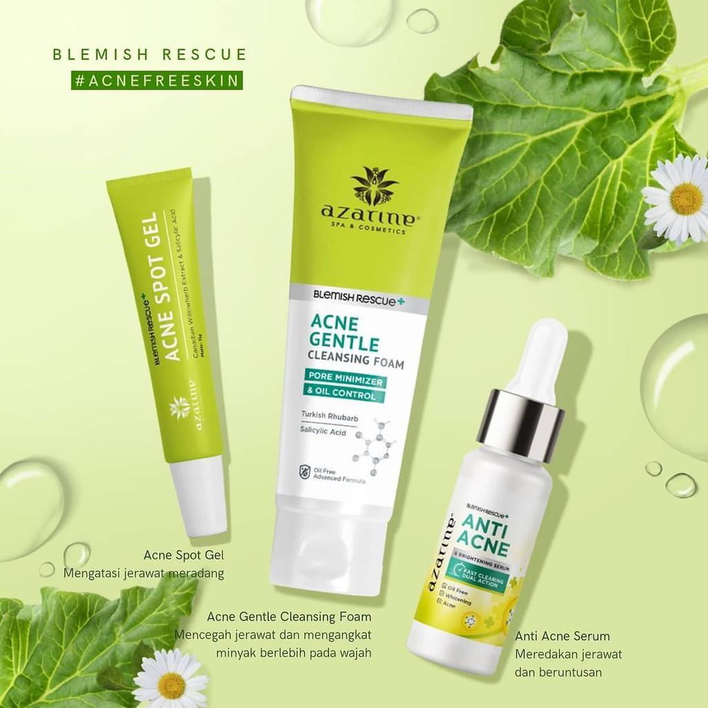 Azarine Blemish Rescue Series - Spot Gel, Cleansing Foam, Brightening Serum, Purifying Toner, Blackhead Remover Mask, Oil-Free Moisturizer