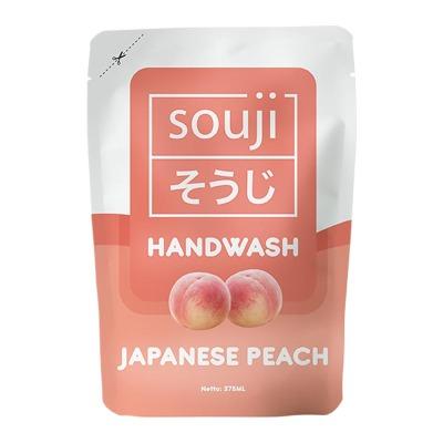 Souji Antibacterial Hand Soap – Japanese Peach Refill 375ml | Gentle Liquid Hand Wash with Fruity Freshness | Removes Germs & Keeps Hands Soft