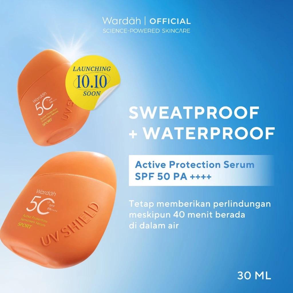 Wardah Clam Sunscreen (kerang) Serum SPF 50 UV Shield Active Protection 35ml Water Sweat Proof Hydrating Glow Finish