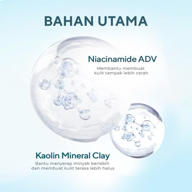 Wardah Lightening Blue Clay Mask 50g - Brightening Niacinamide & Kaolin Cooling Face Mask for All Skin Types