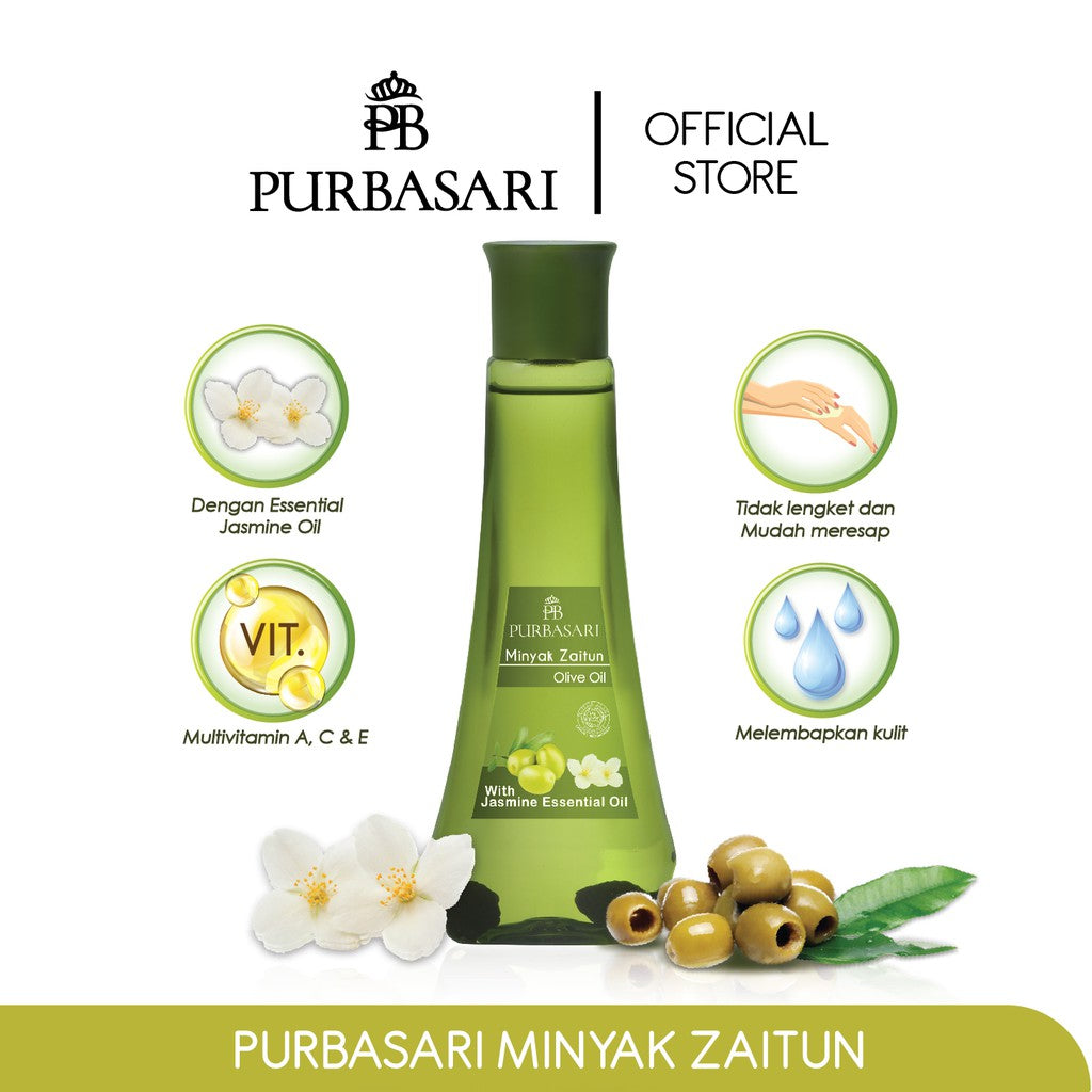 Purbasari Minyak Zaitun/ Minyak Pijat refleksi / Body oil - Melembabkan kulit kering - Menutrisi dan menghaluskan rambut