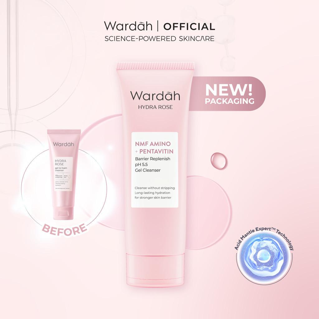 WARDAH – Hydra Rose Barrier Replenish Gel Cleanser 100ml | pH 5.5 with NMF Amino + Pentavitin