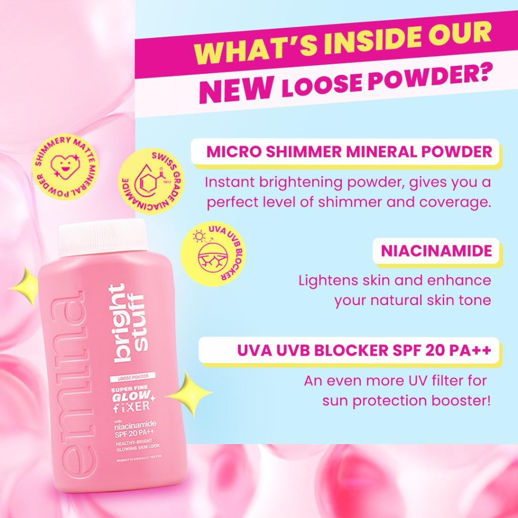 Emina Bright Stuff Loose Powder 55g – Instant Bright Matte Finish with Oil Control for All-Day Fresh Look