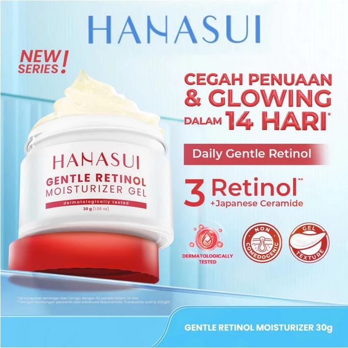 Hanasui Moisturizer Gel 30g – Ceramide Probiotics, Gentle Retinol & Bright Expert for Anti-Aging & Bright Skin