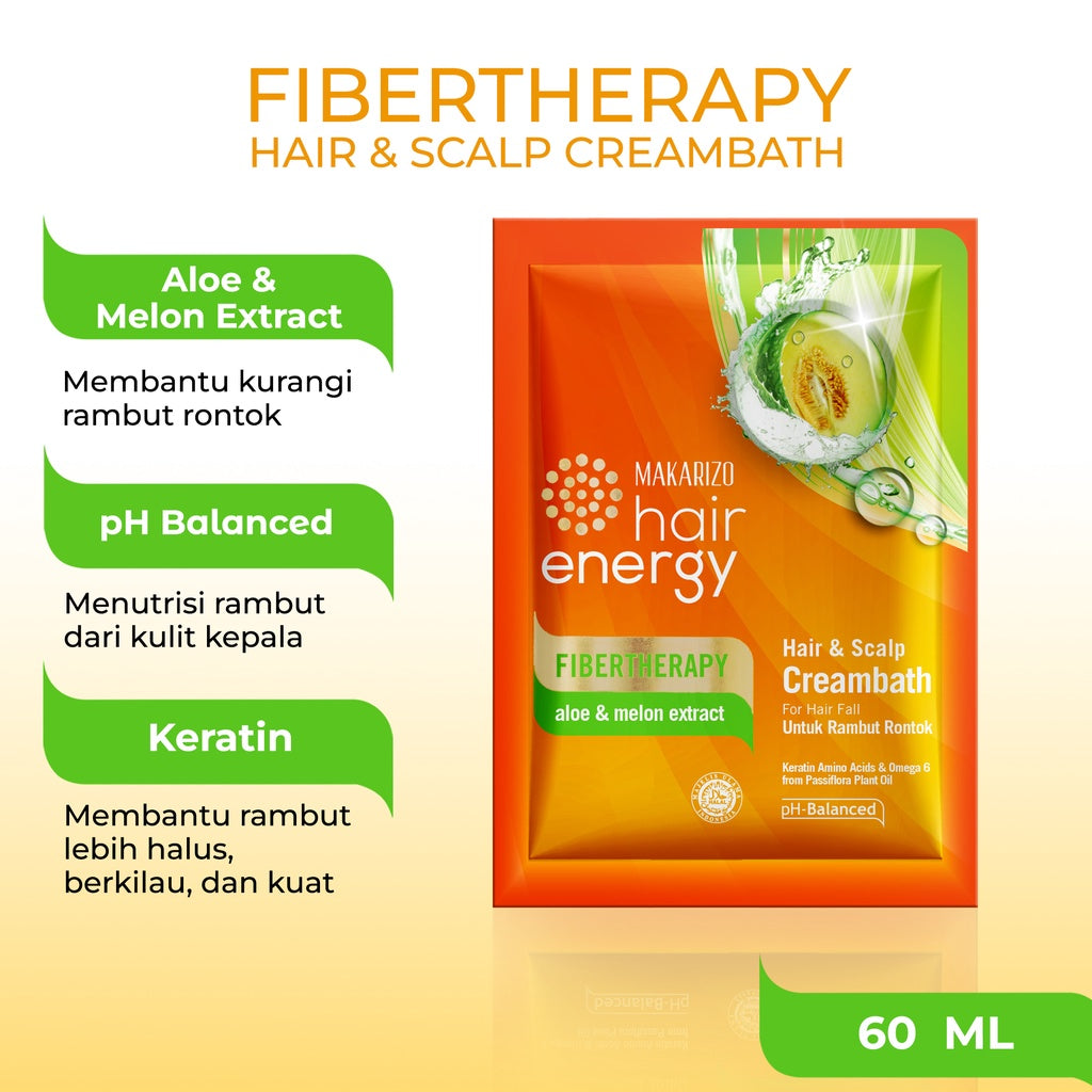 Makarizo Hair Energy Fibertherapy Hair & Scalp Creambath Aloe & Melon 60 mL