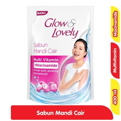 Glow & Lovely Body Wash – Multivitamin + Niacinamide Refill 400ml | Brightening Daily Cleanser with Skin Vitamins | Smooth, Radiant & Fresh-Looking Skin Every Day