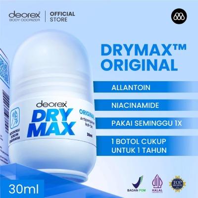 Deorex DryMax Deodorant Roll-On Original – 30ml | Dual Action Sweat & Odor Control | Fragrance-Free, Alcohol-Free & Long-Lasting Protection