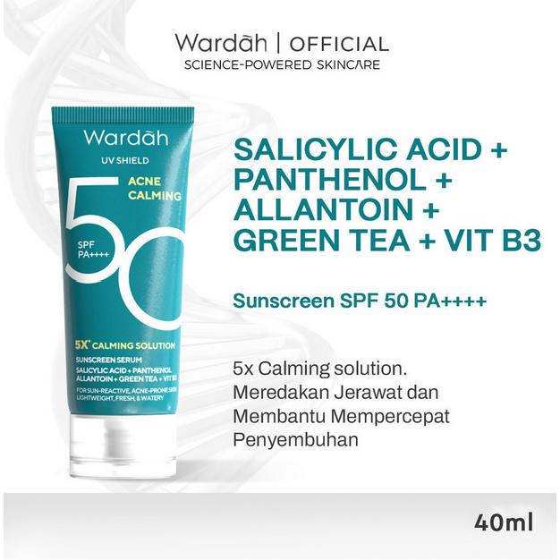 Wardah UV Shield Acne Calming Sunscreen Serum SPF 50 PA++++ | 40ml / 25ml NEW!