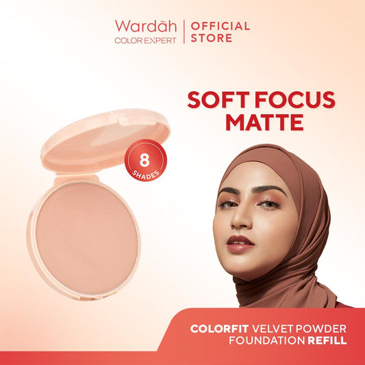 Wardah Velvet Powder Foundation Refill | SPF 20 | Long-Lasting Matte Finish | Oil Control | BPOM | Serba Ada!