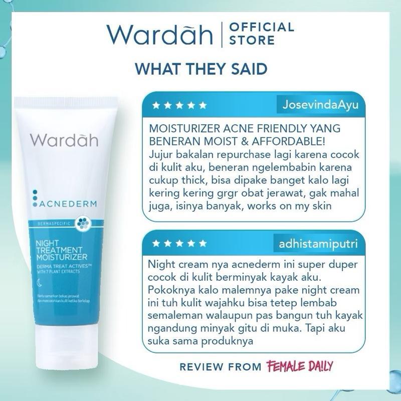 Wardah Acnederm BHA Night Cream – Clear Skin Glow Moisturizer for Acne-Prone Face (40ml)