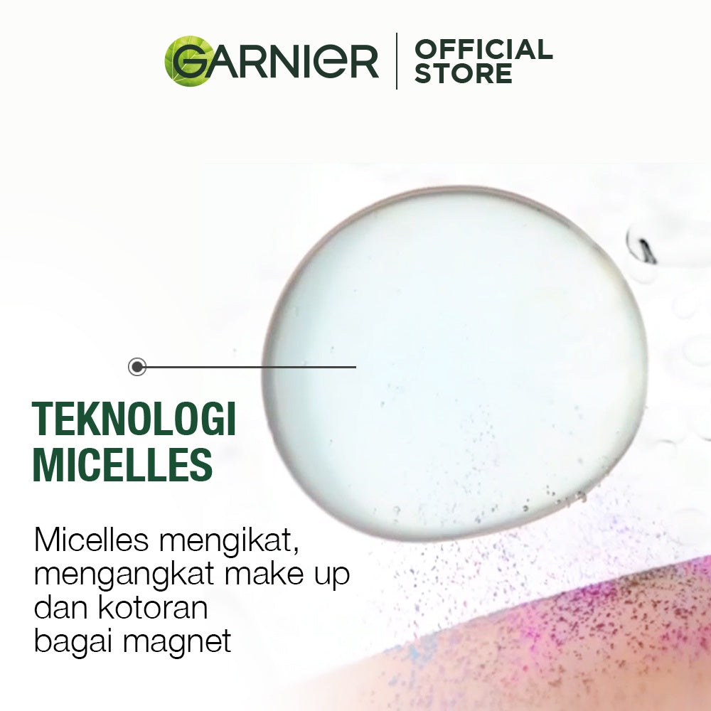 Garnier Micellar Water Pink & Oil Infused- 400 ml Twinpack - Pembersih Wajah & Makeup kulit sensitif | Gentle Cleanser/ No Rinse