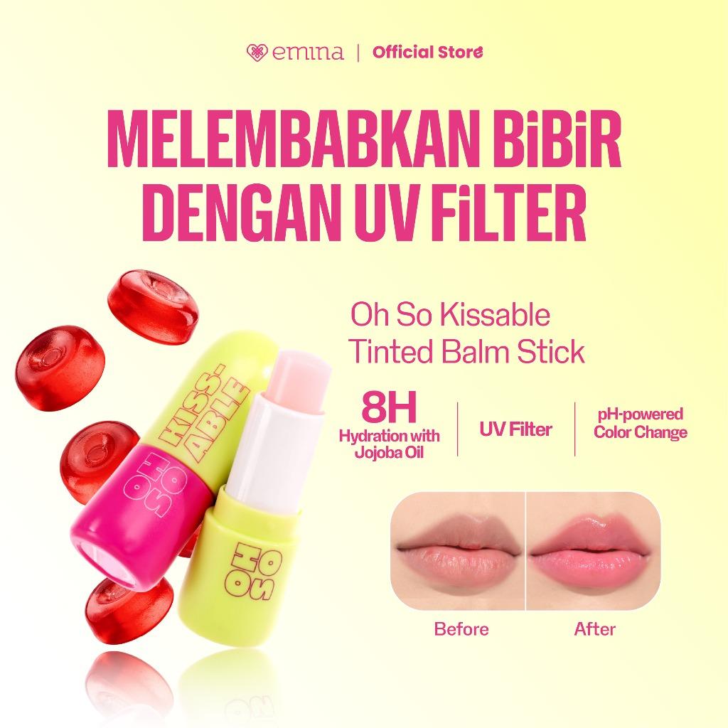 Emina Oh So Kissable Tinted Balm Stick 3.4g – Ultra Moisturizing Lip Balm with UV Filter for Smooth, Soft, and Crack-Free Lips