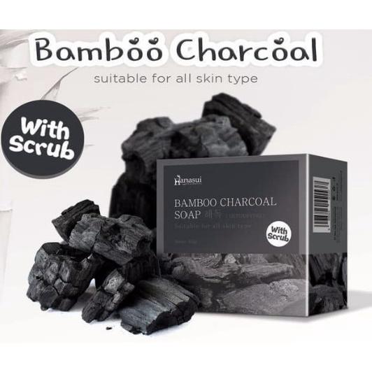 Hanasui Bamboo Charcoal Bar Soap 60g – Exfoliating Scrub Cleansing Soap