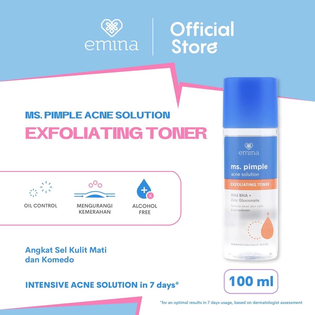 Emina Ms. Pimple Acne Solution Exfoliating Toner 100 mL - Removes Dead Skin Cells and Blackheads, Treats Acne in 7 Days!