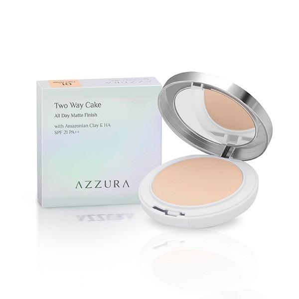 Azzura Two Way Cake 01 Light Beige 12g - Smooth Matte Coverage for Fair Skin with Oil Control & SPF 21 PA++