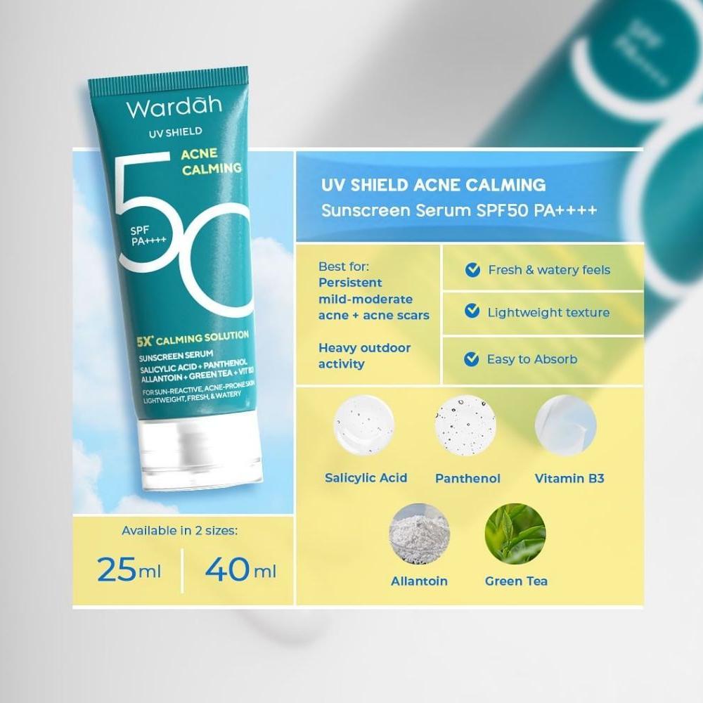 WARDAH UV Shield Acne Calming Sunscreen – SPF 50 PA++++ | UVA & UVB Protection