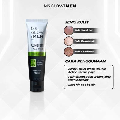MS GLOW for Men Acnotion Facial Wash 100 ml – Anti-Acne Cleanser for Oily & Acne-Prone Skin