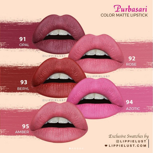 Purbasari Lipstick Color Matte 95 / Lipstick Matte / Lipstick tahan 12jam - Ringan dan lembut di bibir
