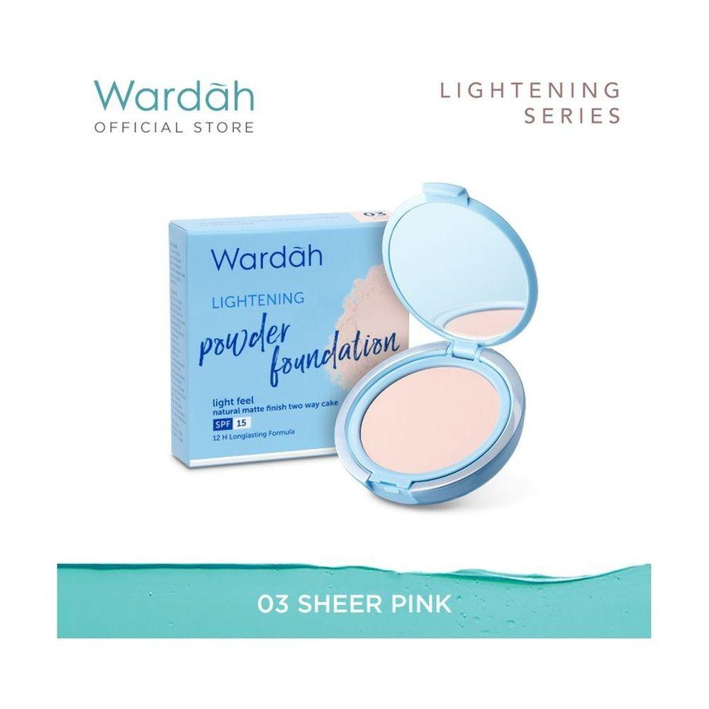 Wardah Lightening Two Way Cake 03 Sheer Pink 12g | Bright Matte Finish for Pinkish Glow