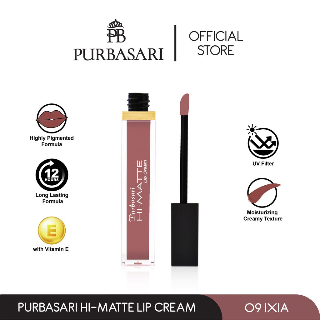 Purbasari Hi-Matte Lip Cream 09 Ixia / Matte Lipcream / Matte Lipstick - Lembut Tahan Lama Pelembab Pigmentasi Tinggi