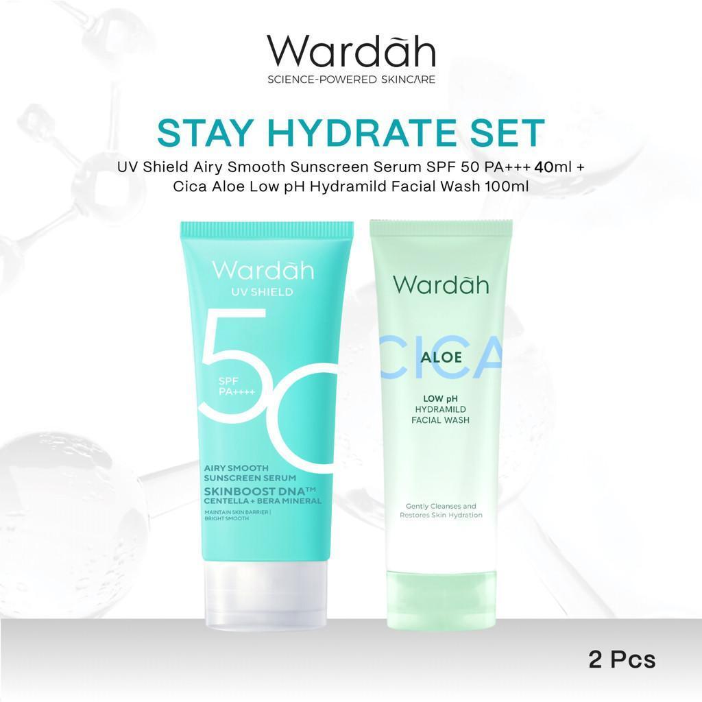 WARDAH Cleanser & Sunscreen Set | Gentle Low pH Face Wash + UV Shield SPF 35 & SPF 50 | Daily Skincare for All Skin Types | Hydrating & Sun Protection